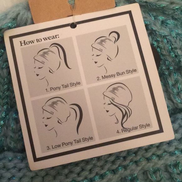 C.C Messy Bun Beanie Tail in Mint Metallic - Picture 7 of 15